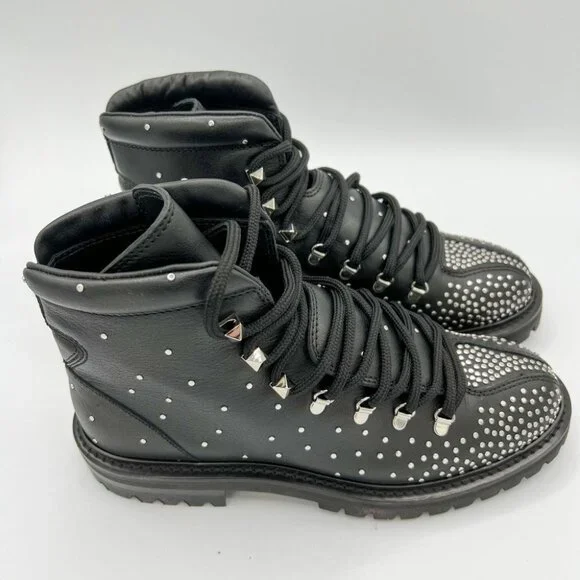 Valentino Garavani Black Rockstud Ankle Hiking Boots - Picture 2 of 12